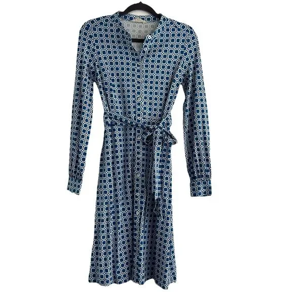 Boden | Dresses | Boden Julia Jersey Shirt Dress Cyan Block Cube Us2uk6 |  Poshmark